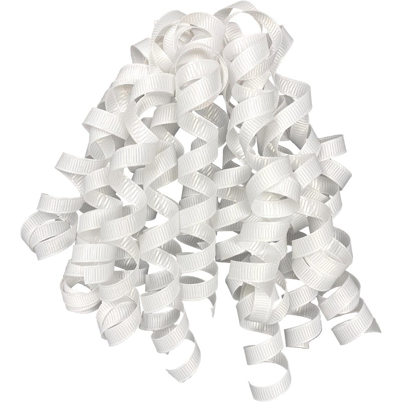 Jillson Roberts 6-Count Self-Adhesive Grosgrain Curly Bows Available in 15 Colors, White